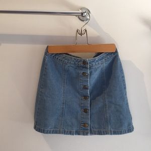 Blue jean mini skirt, lightly worn, size Small